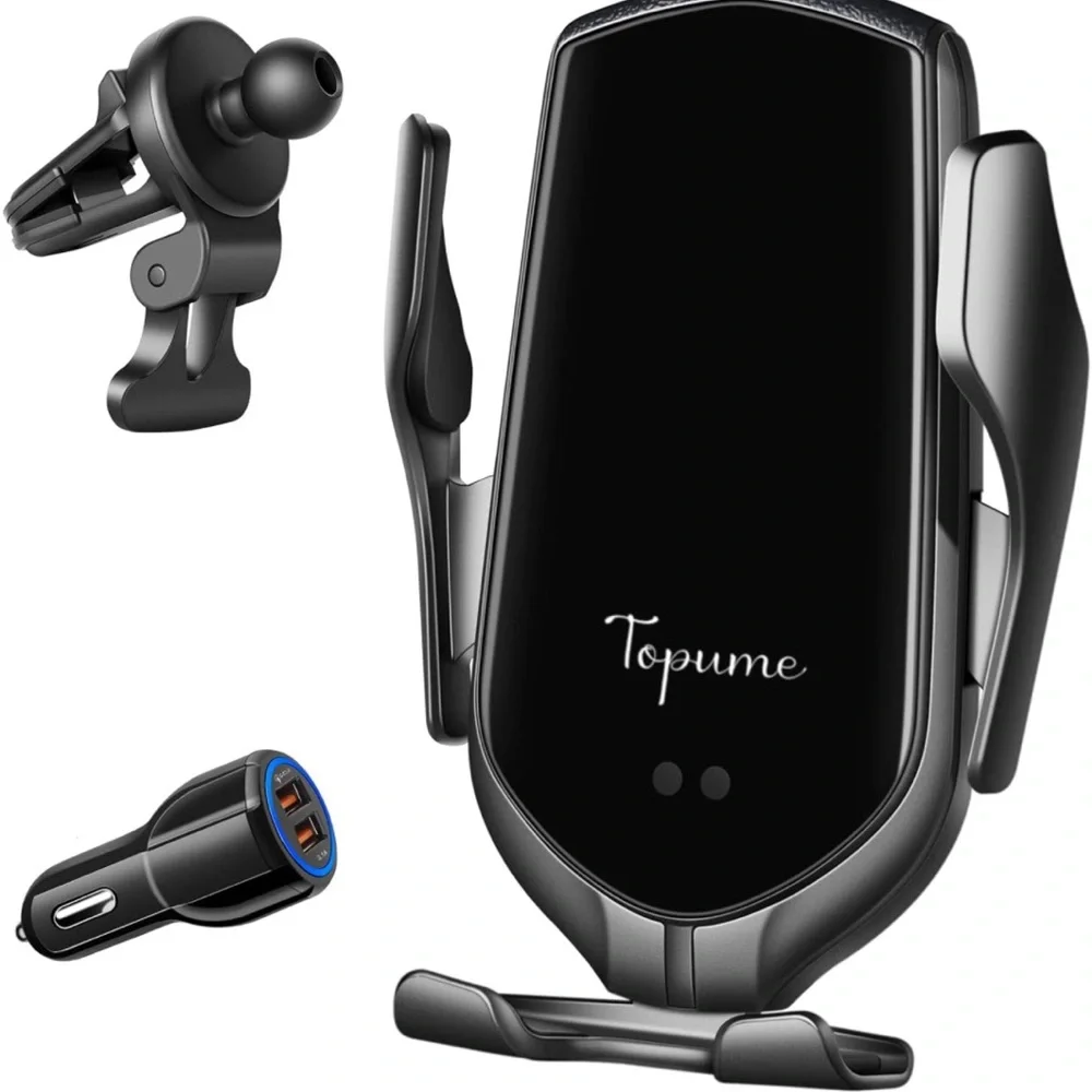 Wireless Car Charger,10W Qi Fast Charging Auto-Clamping Car Phone Mount